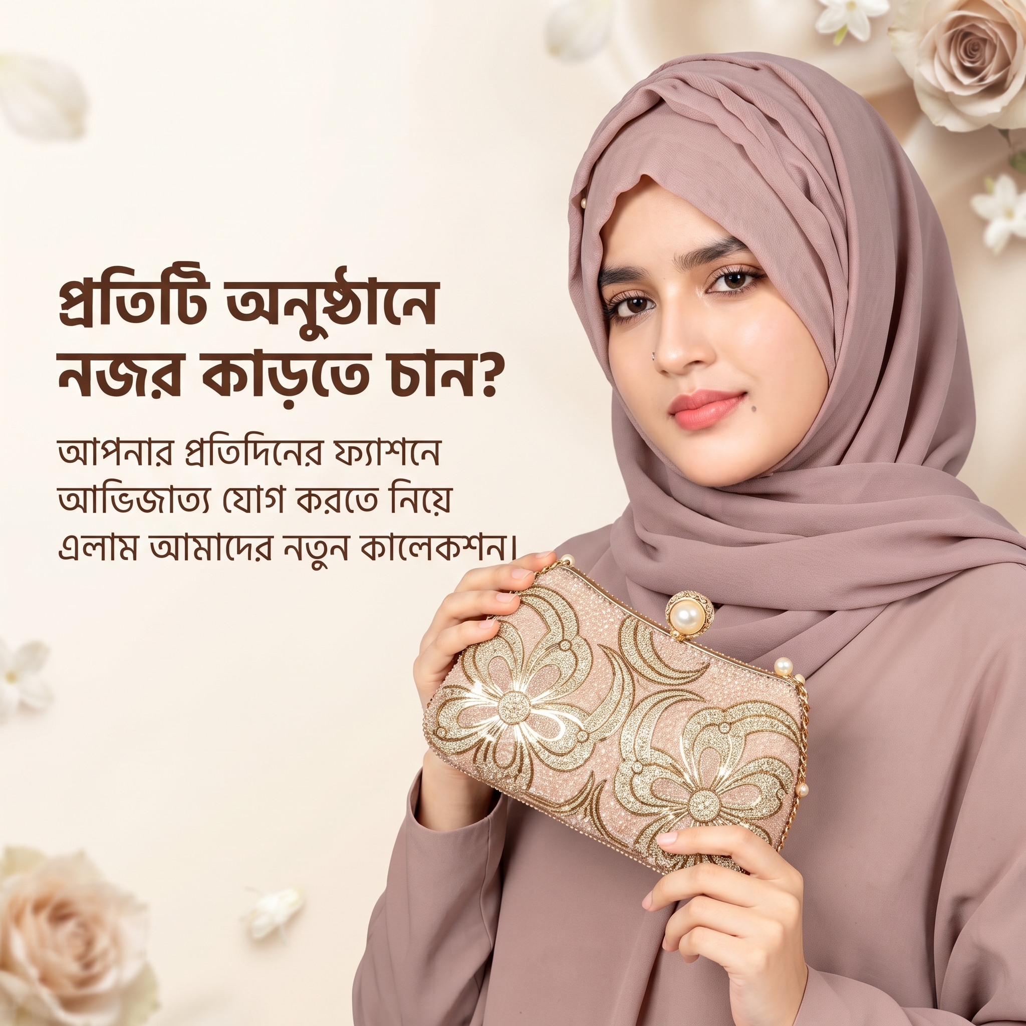 এলিগ্যান্ট গোল্ডেন পার্ল ক্লাচ ব্যাগ — পার্টি ও বিয়ের জন্য পারফেক্ট - Image 9